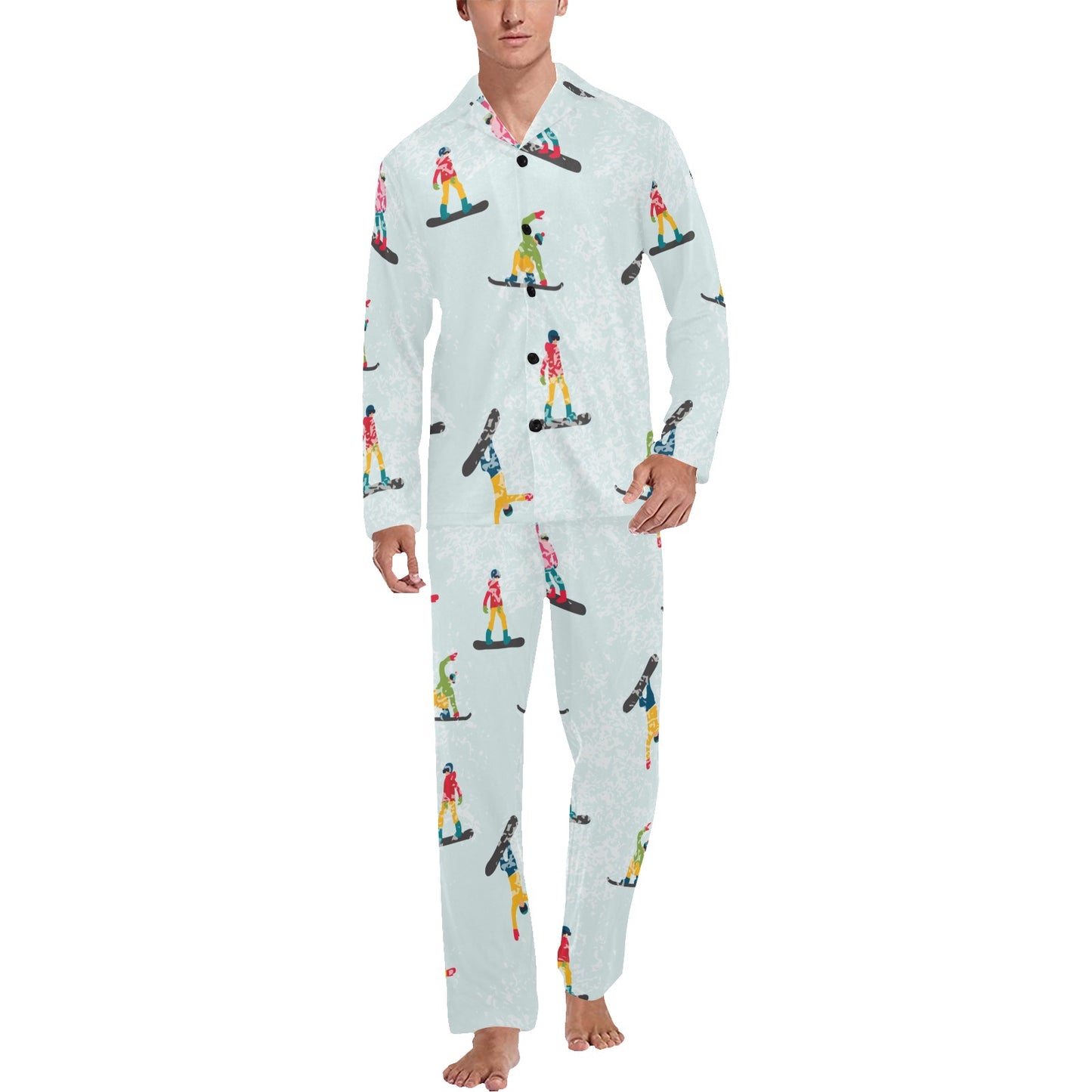 Snowboard Print Design LKS304 Men's Long Pajama Set