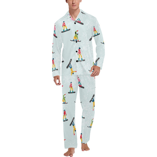 Snowboard Print Design LKS304 Men's Long Pajama Set