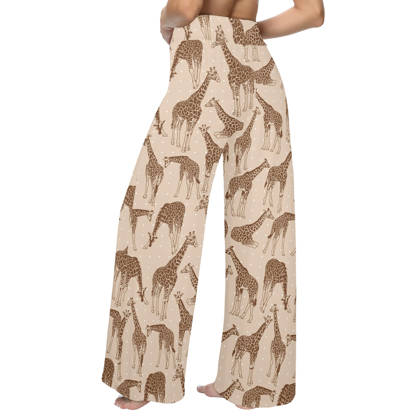Giraffe Pattern Design Print Women's Wide Leg Lounge Pants
