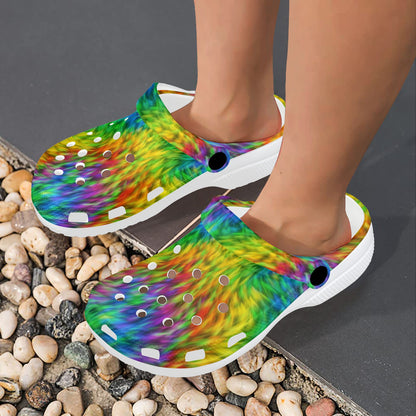 Rainbow Fur Design Print Unisex Clogs Shoes
