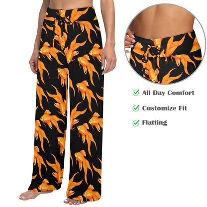 Goldfish Pattern Print Design 03 Women's Wide Leg Lounge Pants