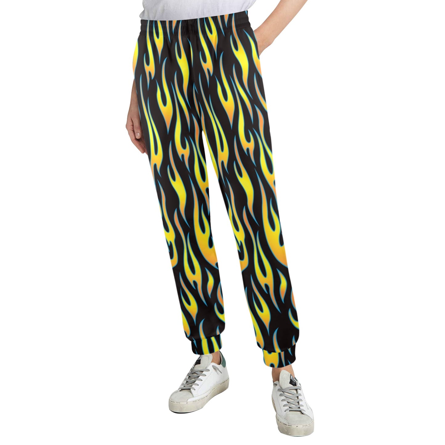 Flame Fire Yellow Pattern Women's Casual Track Pants