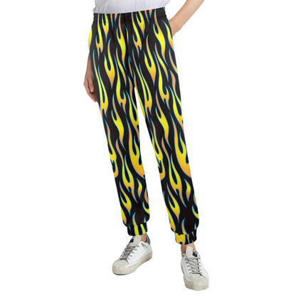 Flame Fire Yellow Pattern Women's Casual Track Pants