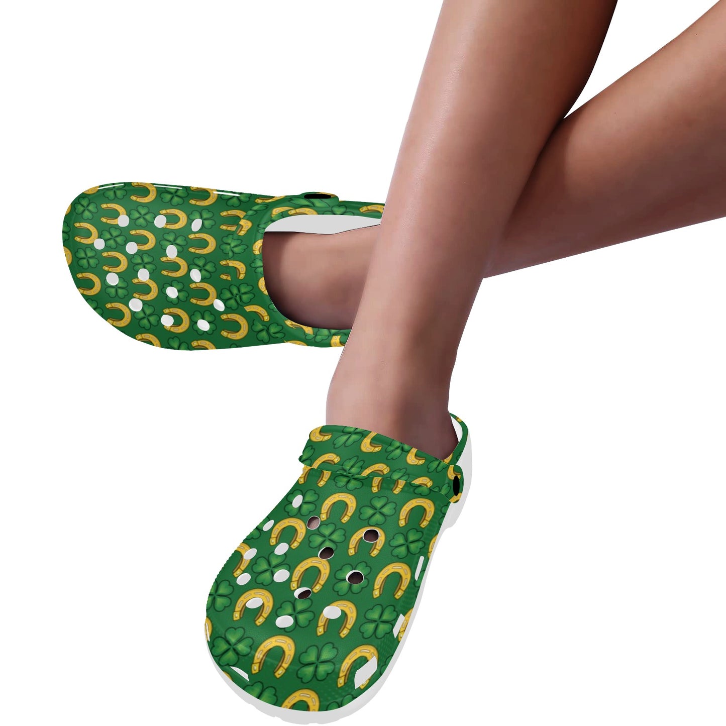 Shamrock Horseshoes Print Pattern Unisex Clogs Shoes