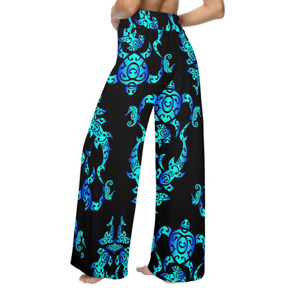 Sea turtle Polynesian Tribal Hawaiian Women's Wide Leg Lounge Pants