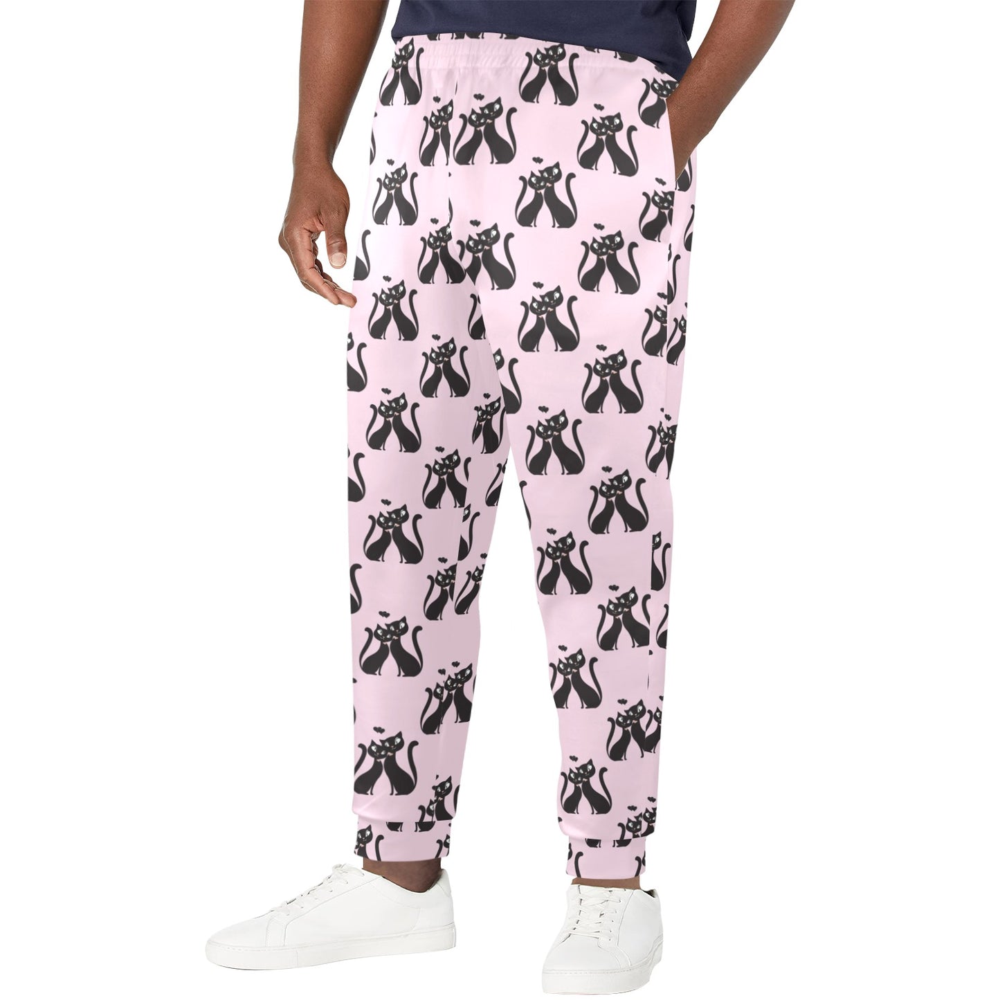 Black Cat Pattern Print Design 01 Men's Casual Track Pants