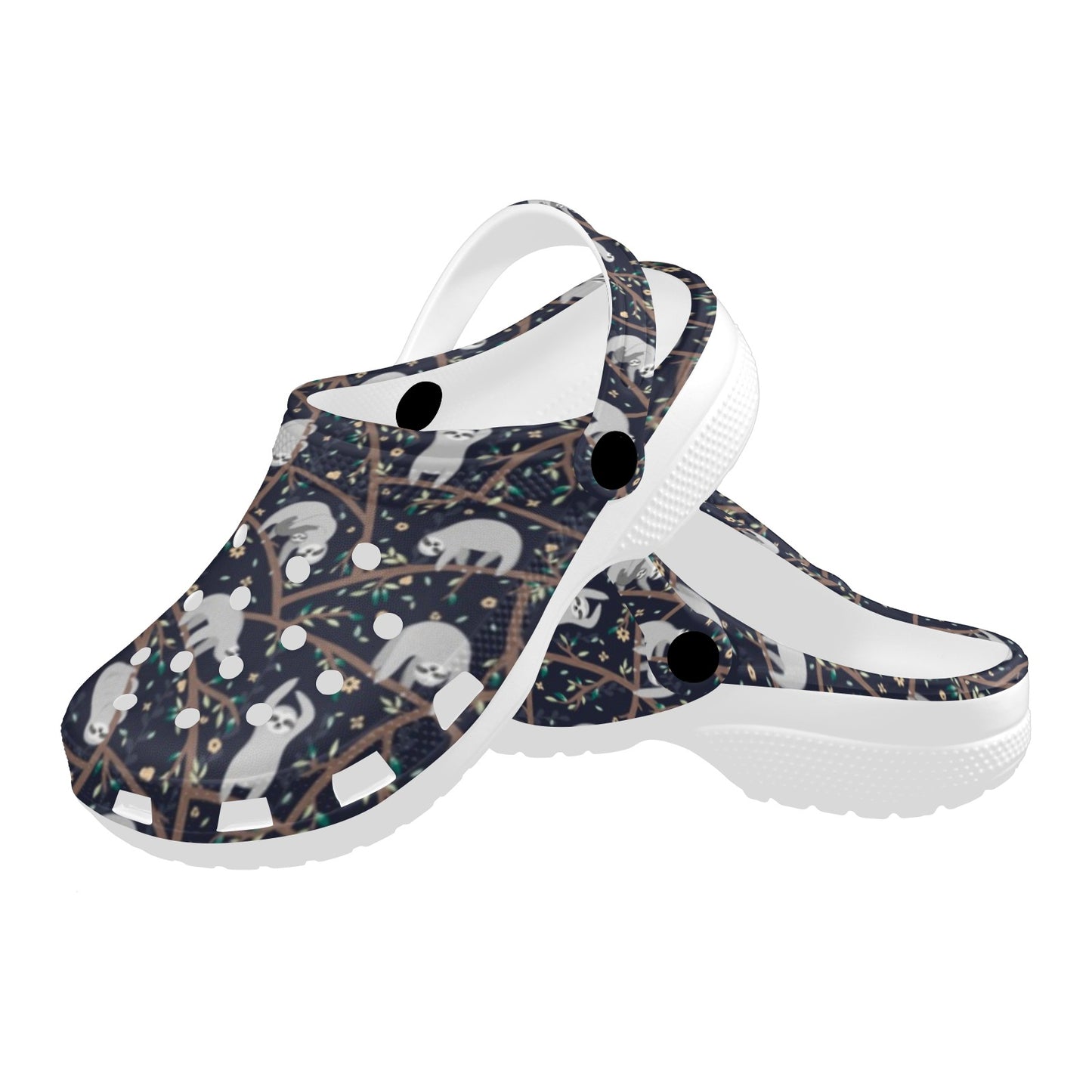 Sloth Happy Design Themed Print Unisex Clogs Shoes