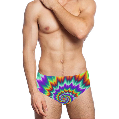 Optical illusion Pulsing fiery spirals Men's Swimming Briefs