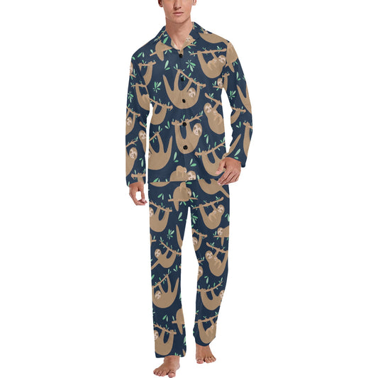 Sloth Print Design LKS307 Men's Long Pajama Set
