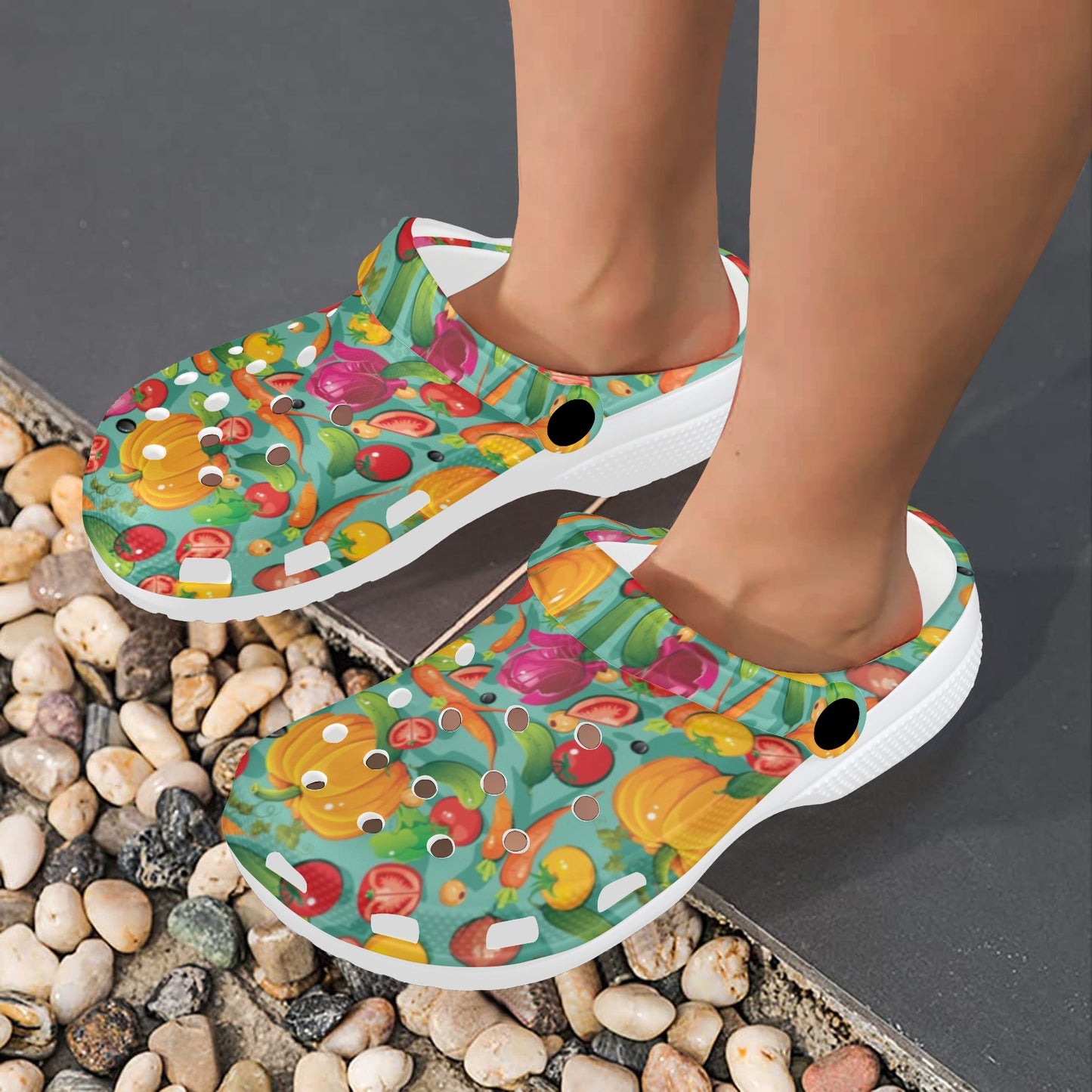 Vegan Colorful Themed Design Print Unisex Clogs Shoes