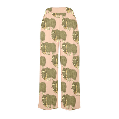 Yak Pattern Print Design 01 Women's Wide Leg Lounge Pants