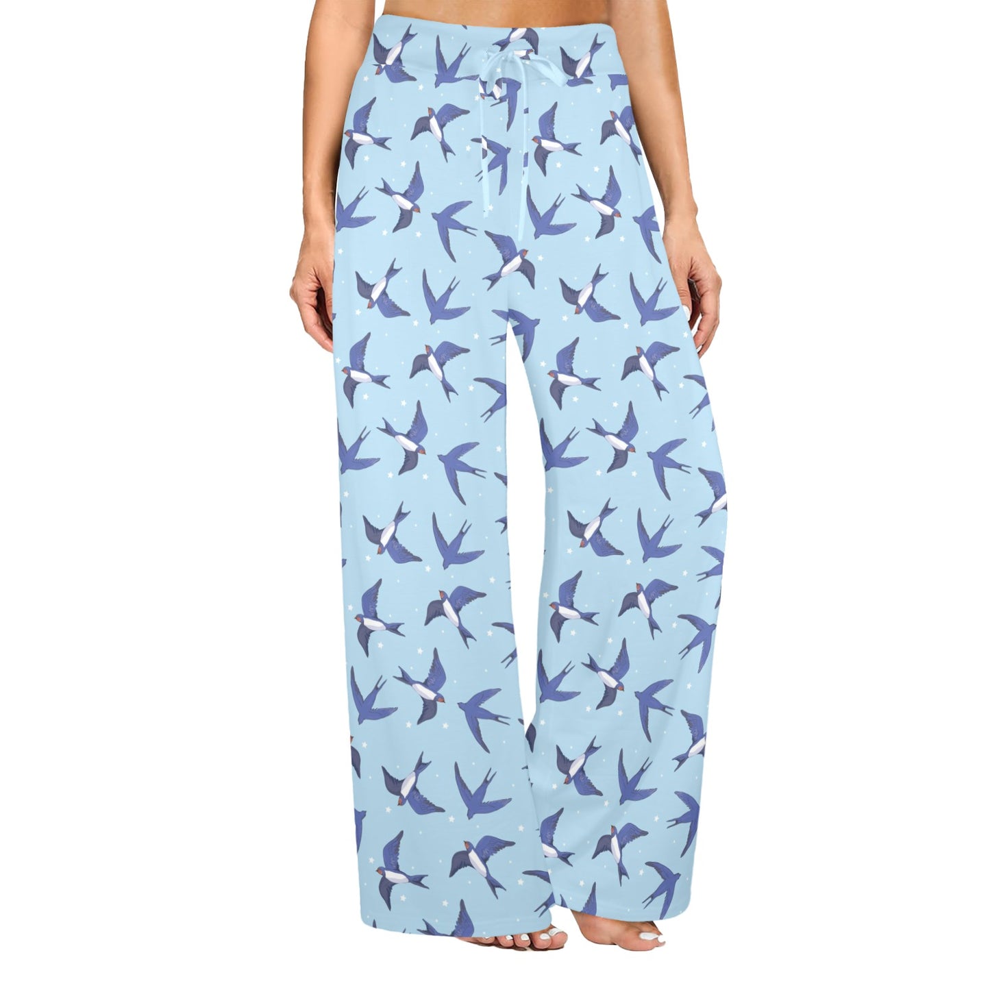 Swallow Bird Pattern Print Design 06 Women's Wide Leg Lounge Pants