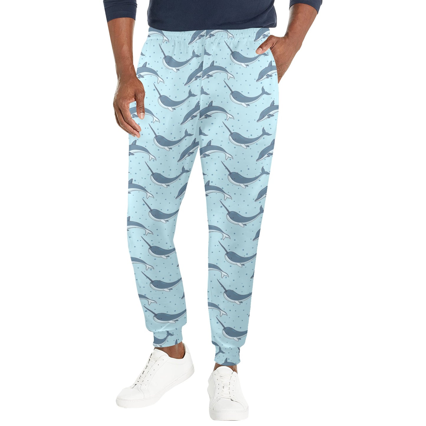 Narwhal Dolphin Print Men's Casual Track Pants