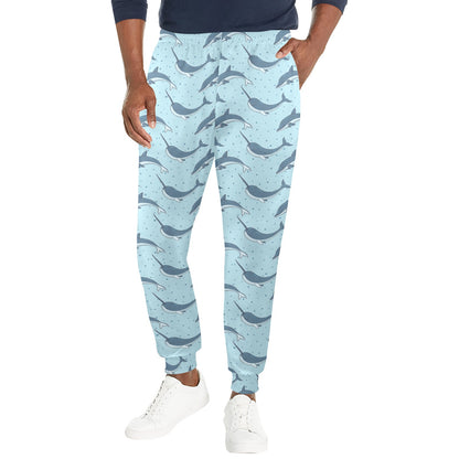 Narwhal Dolphin Print Men's Casual Track Pants