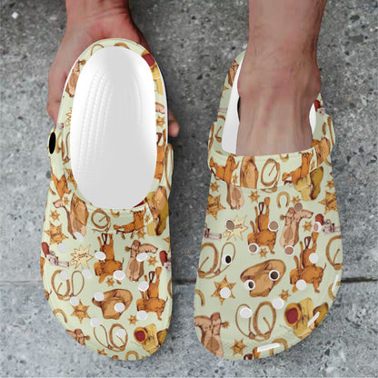 Western Cowboy Design Pattern Unisex Clogs Shoes