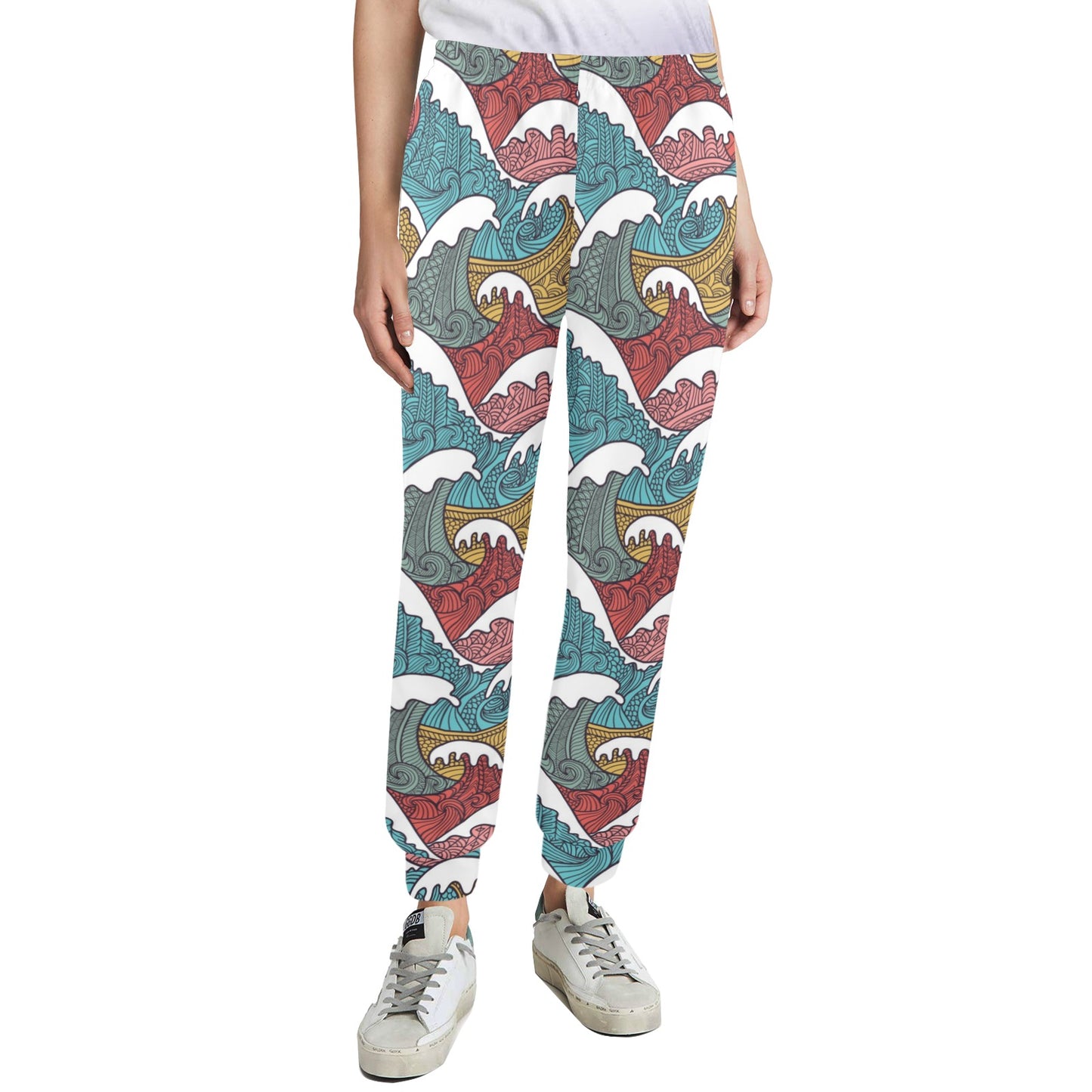 Tribal Wave Pattern Print Women's Casual Track Pants
