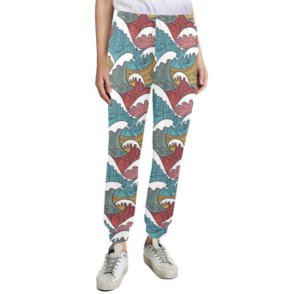 Tribal Wave Pattern Print Women's Casual Track Pants