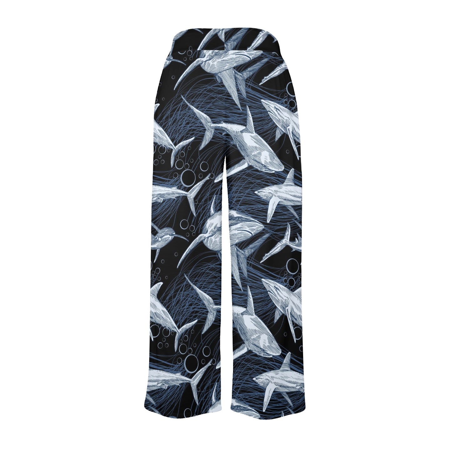 Shark Print Pattern Women's Wide Leg Lounge Pants