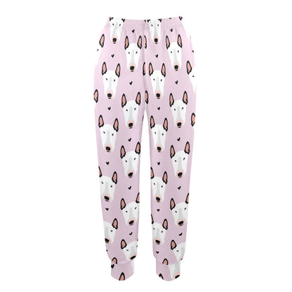Bull Terrier Pink Print Pattern Women's Casual Track Pants