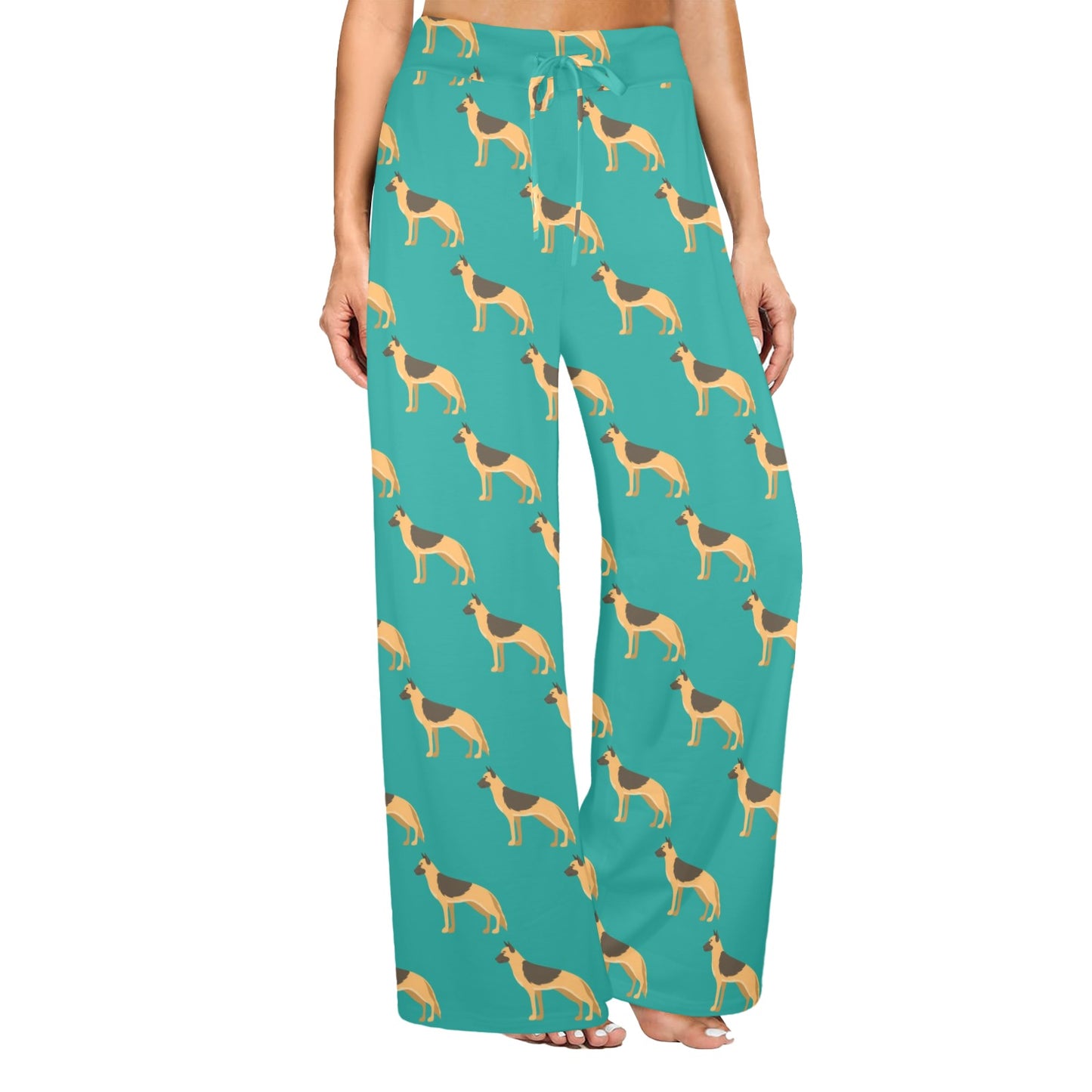 German Shepherd Design Print Pattern JJ0258 Women's Wide Leg Lounge Pants