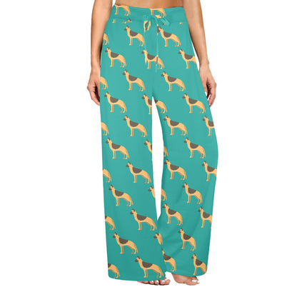 German Shepherd Design Print Pattern JJ0258 Women's Wide Leg Lounge Pants