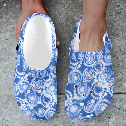 Tie Dye Blue Design Print Unisex Clogs Shoes