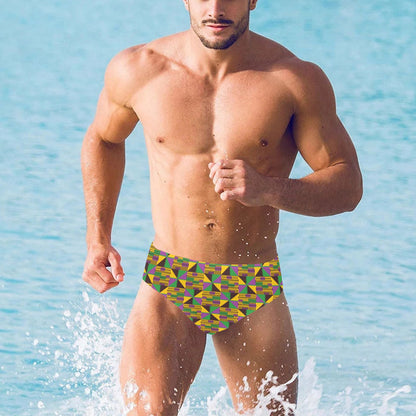 Kente Triangle Design African Print Men's Swimming Briefs