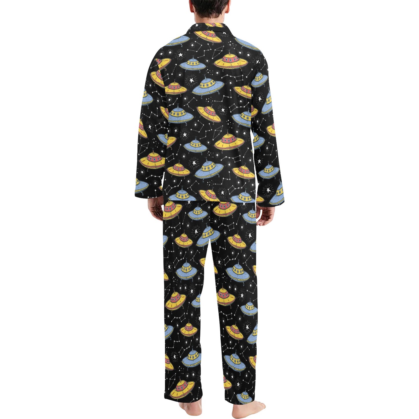 UFO Print Design LKS307 Men's Long Pajama Set