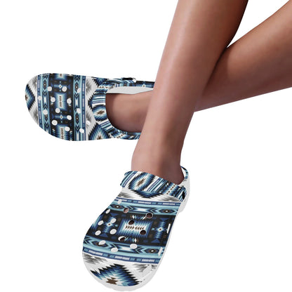 Navajo Dark Blue Print Pattern Unisex Clogs Shoes