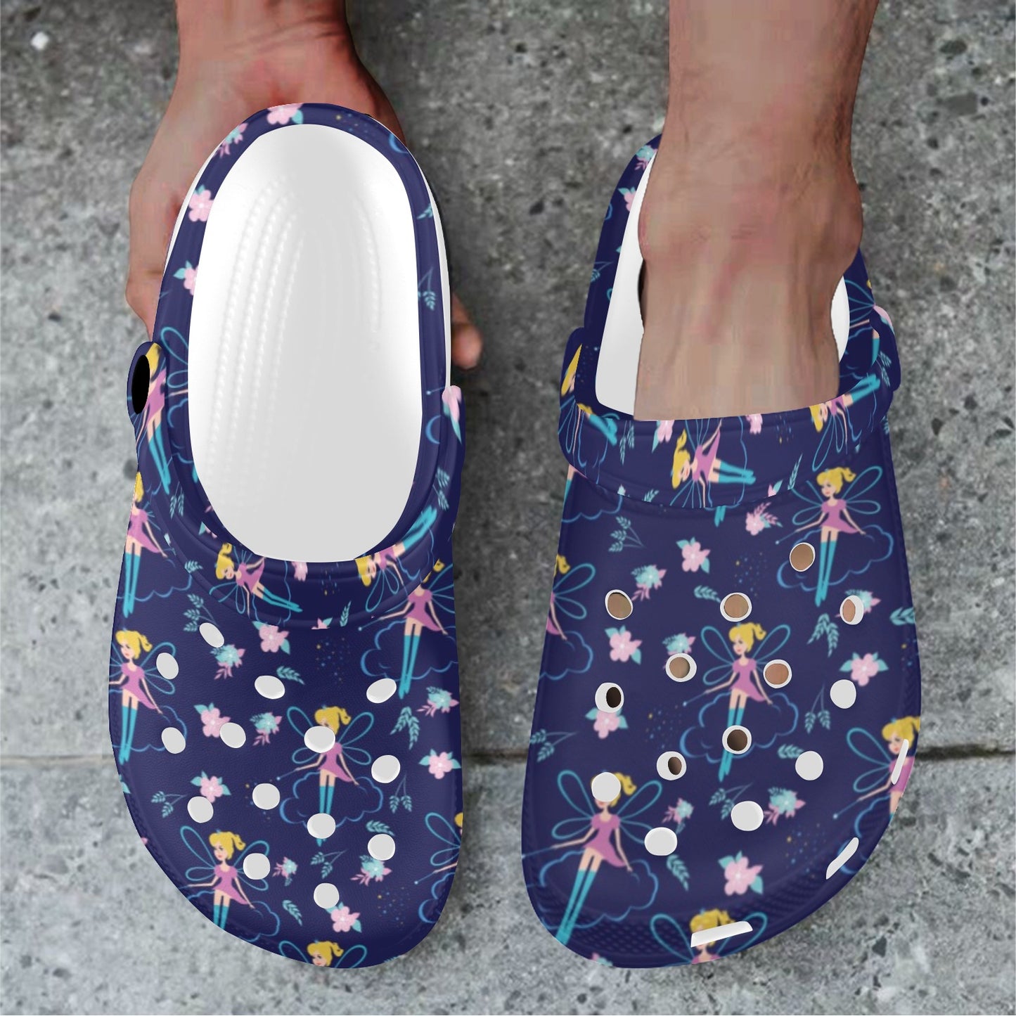 Fairy Cartoon Style Print Pattern Unisex Clogs Shoes