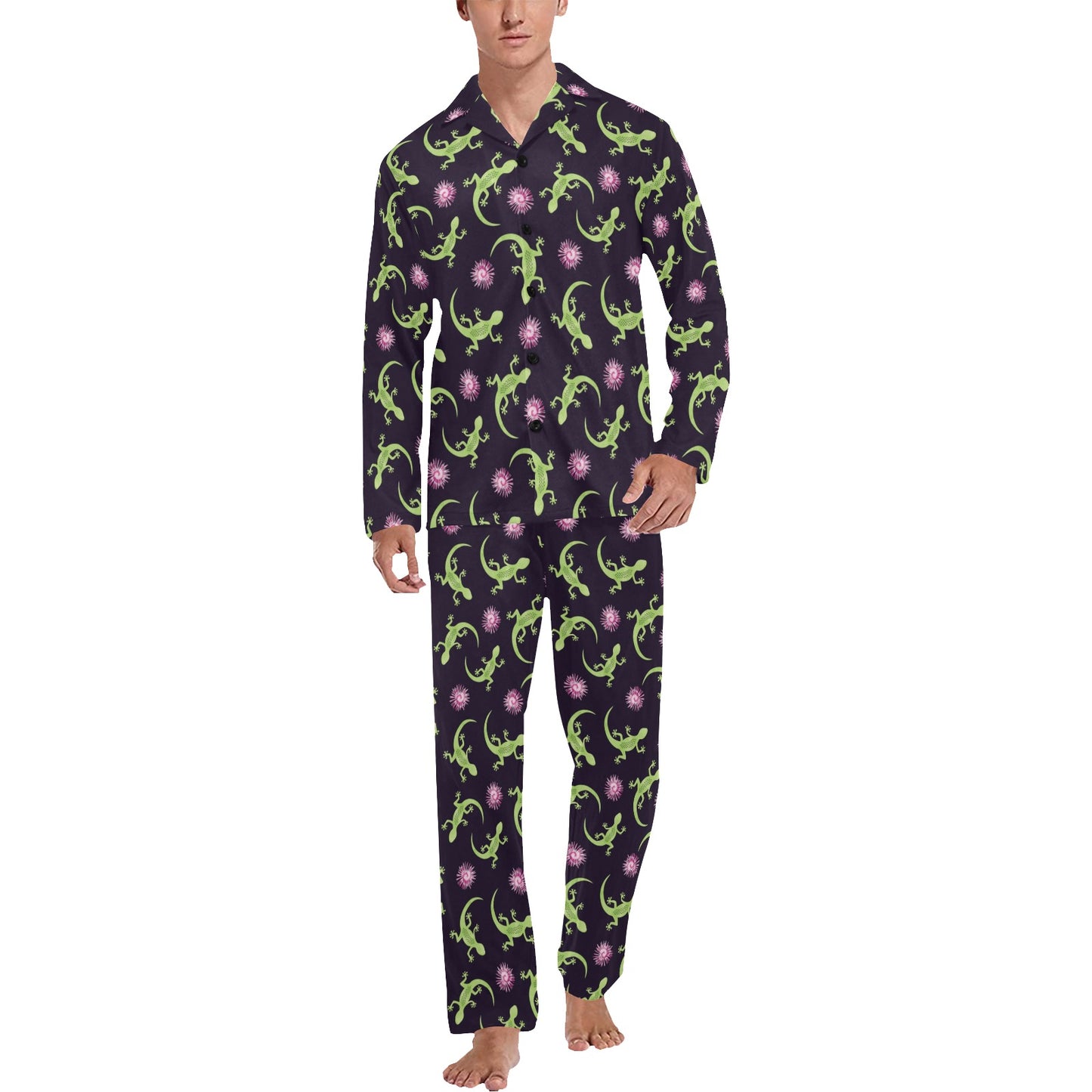 lizard Print Design LKS402 Men's Long Pajama Set