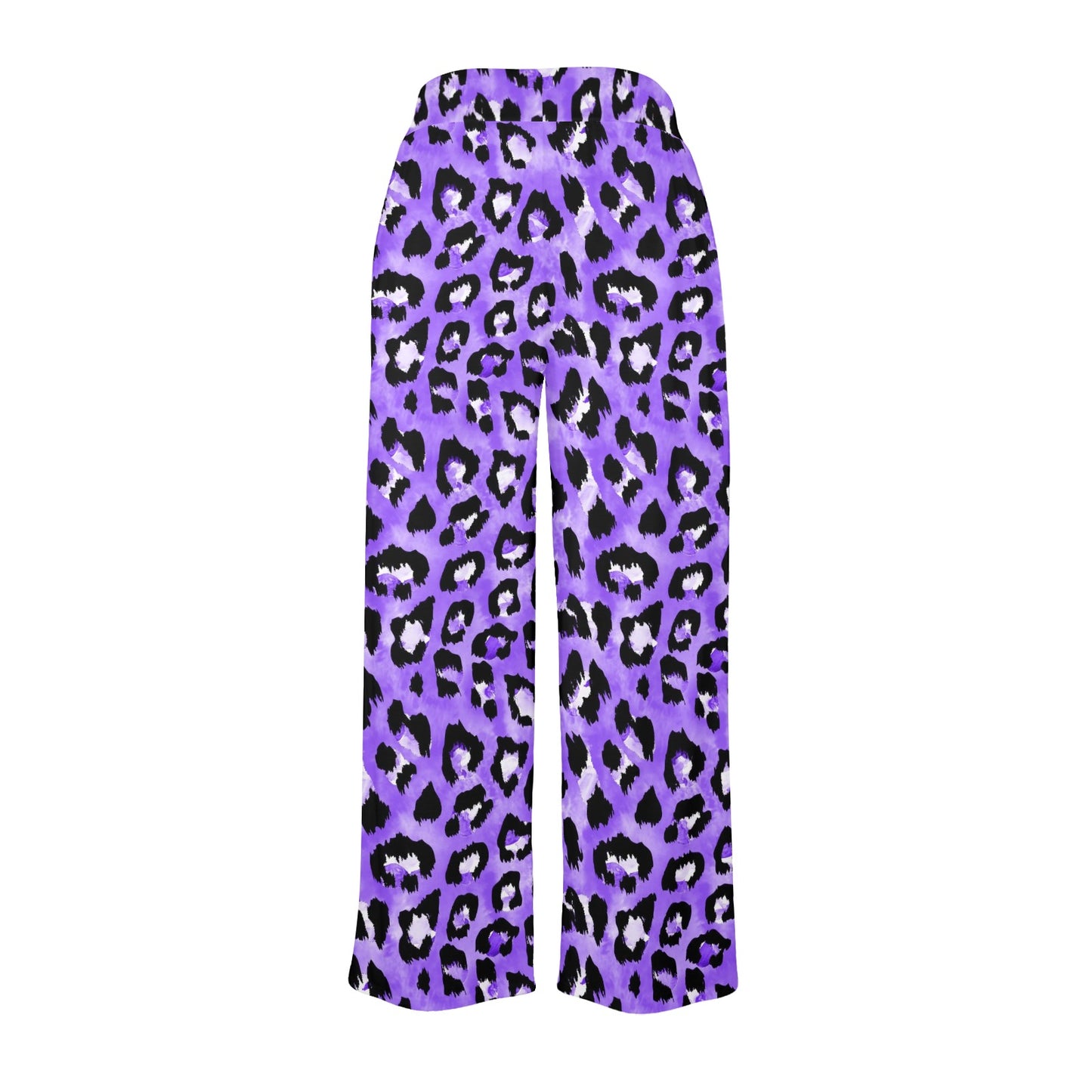 Leopard Purple Skin Print Women's Wide Leg Lounge Pants