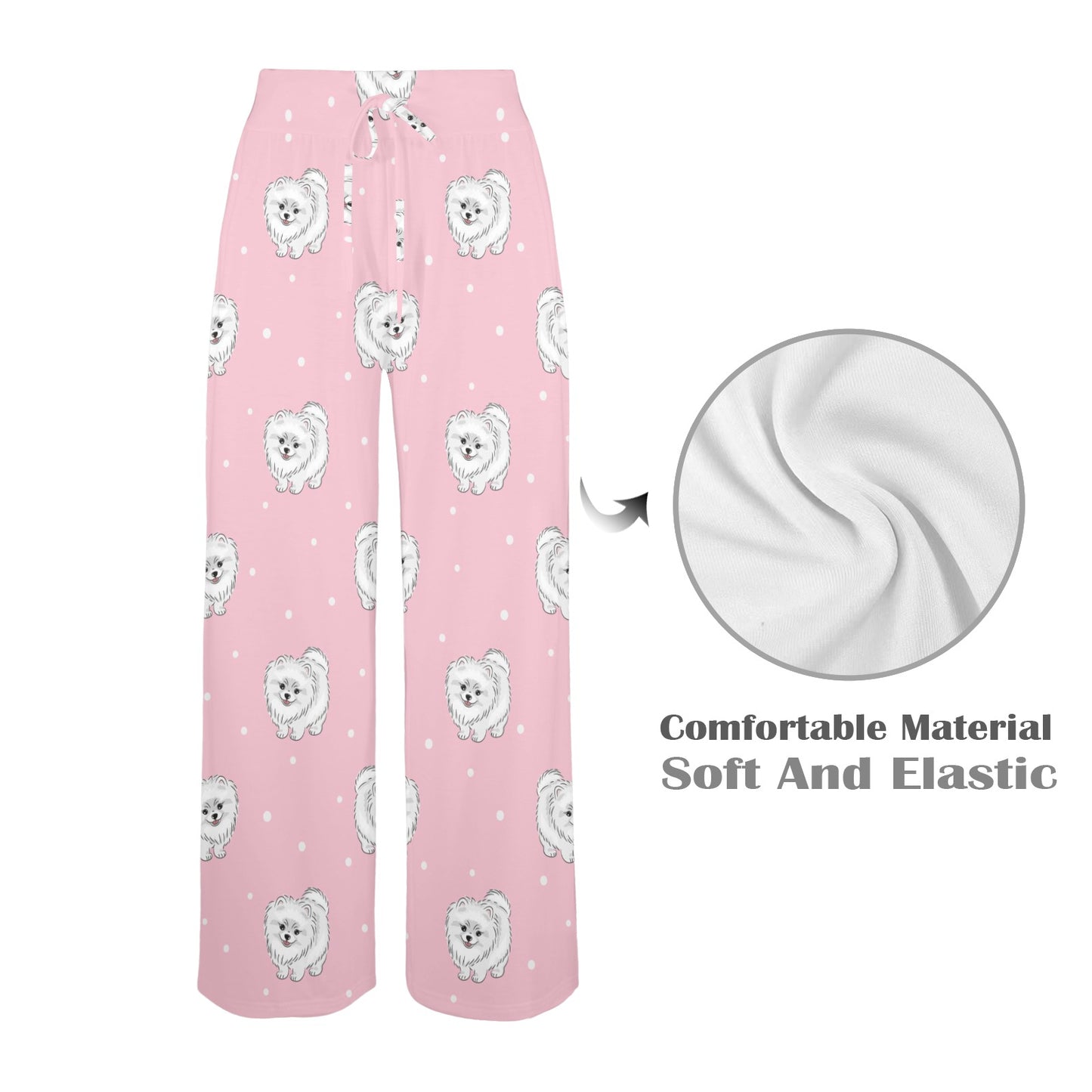 Pomeranians Pattern Print Design A02 Women's Wide Leg Lounge Pants