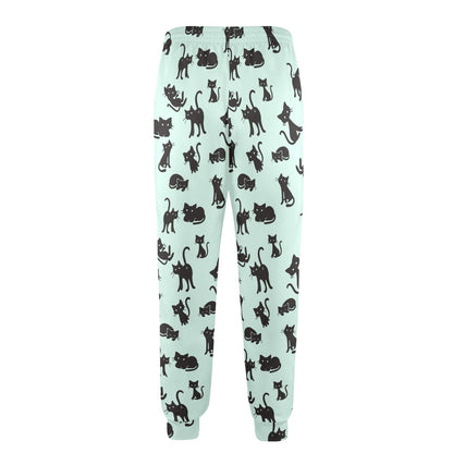 Black Cat Pattern Print Design 04 Men's Casual Track Pants