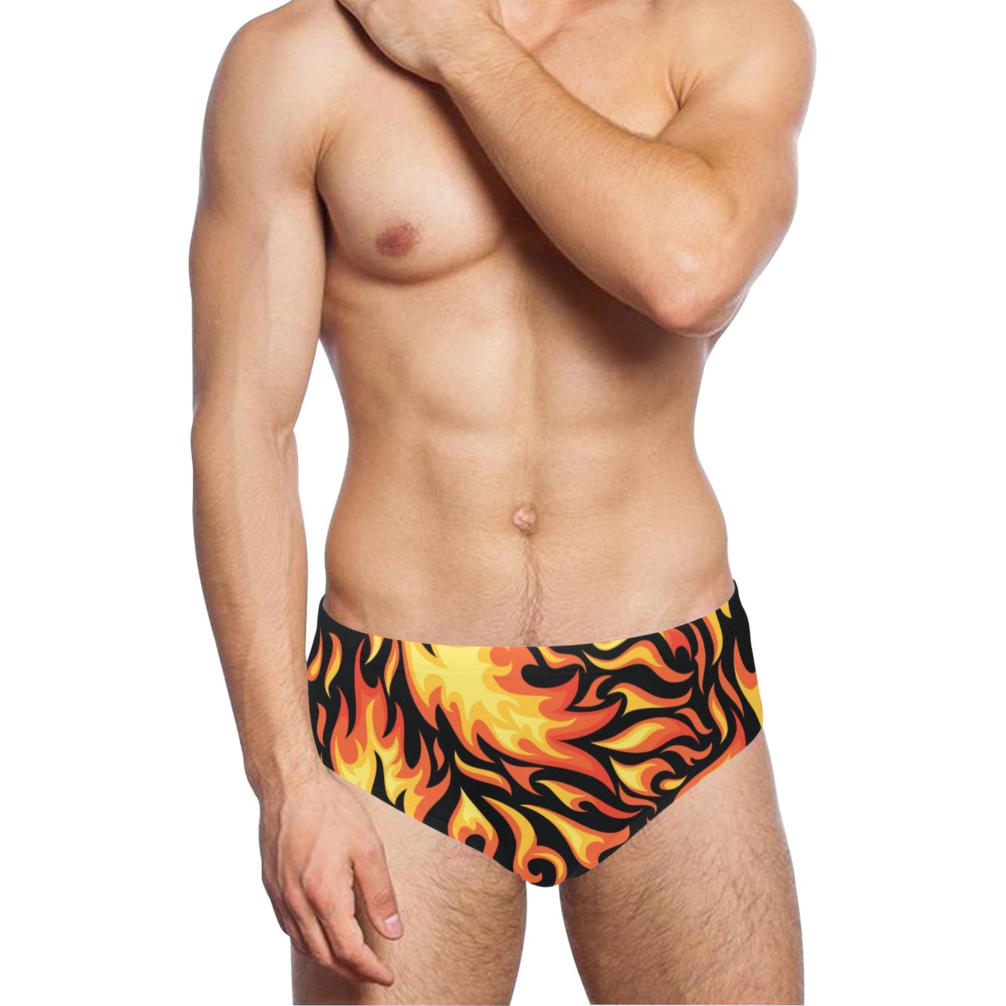 Flame Fire Design Pattern Men's Swimming Briefs