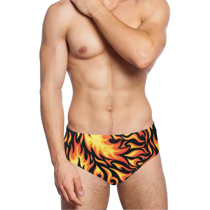Flame Fire Design Pattern Men's Swimming Briefs