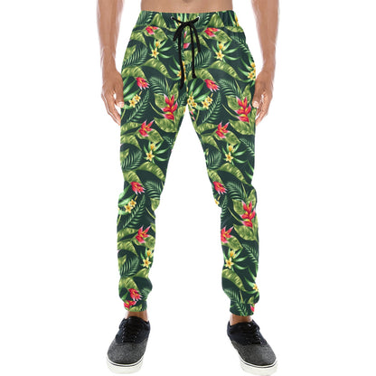 Tropical Folower Red Heliconia Print Men's Sweatpants