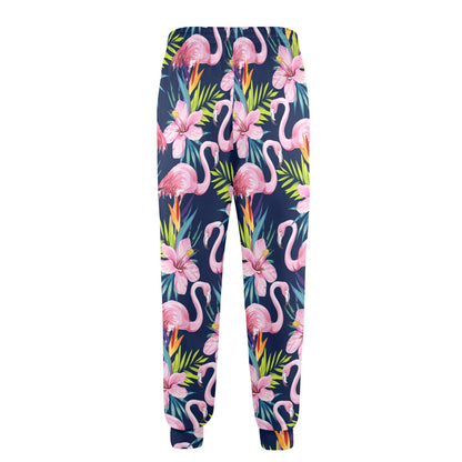 Flamingo Hibiscus Print Men's Casual Track Pants