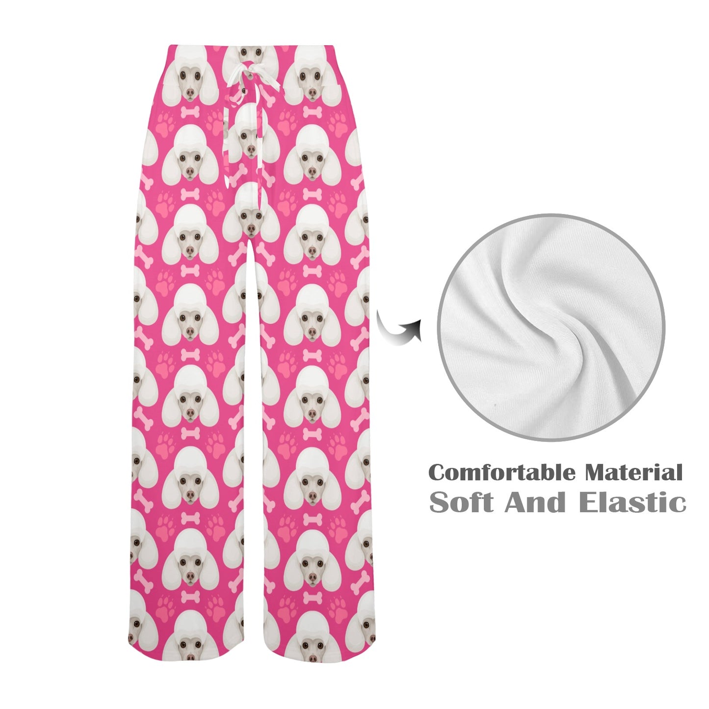 Poodle Pattern Print Design A04 Women's Wide Leg Lounge Pants