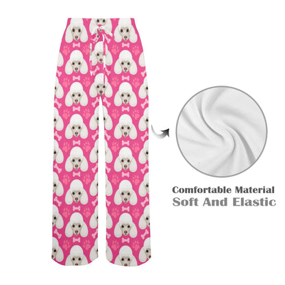 Poodle Pattern Print Design A04 Women's Wide Leg Lounge Pants