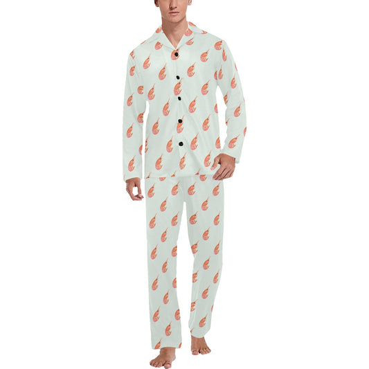 Shrimp Print Design LKS304 Men's Long Pajama Set