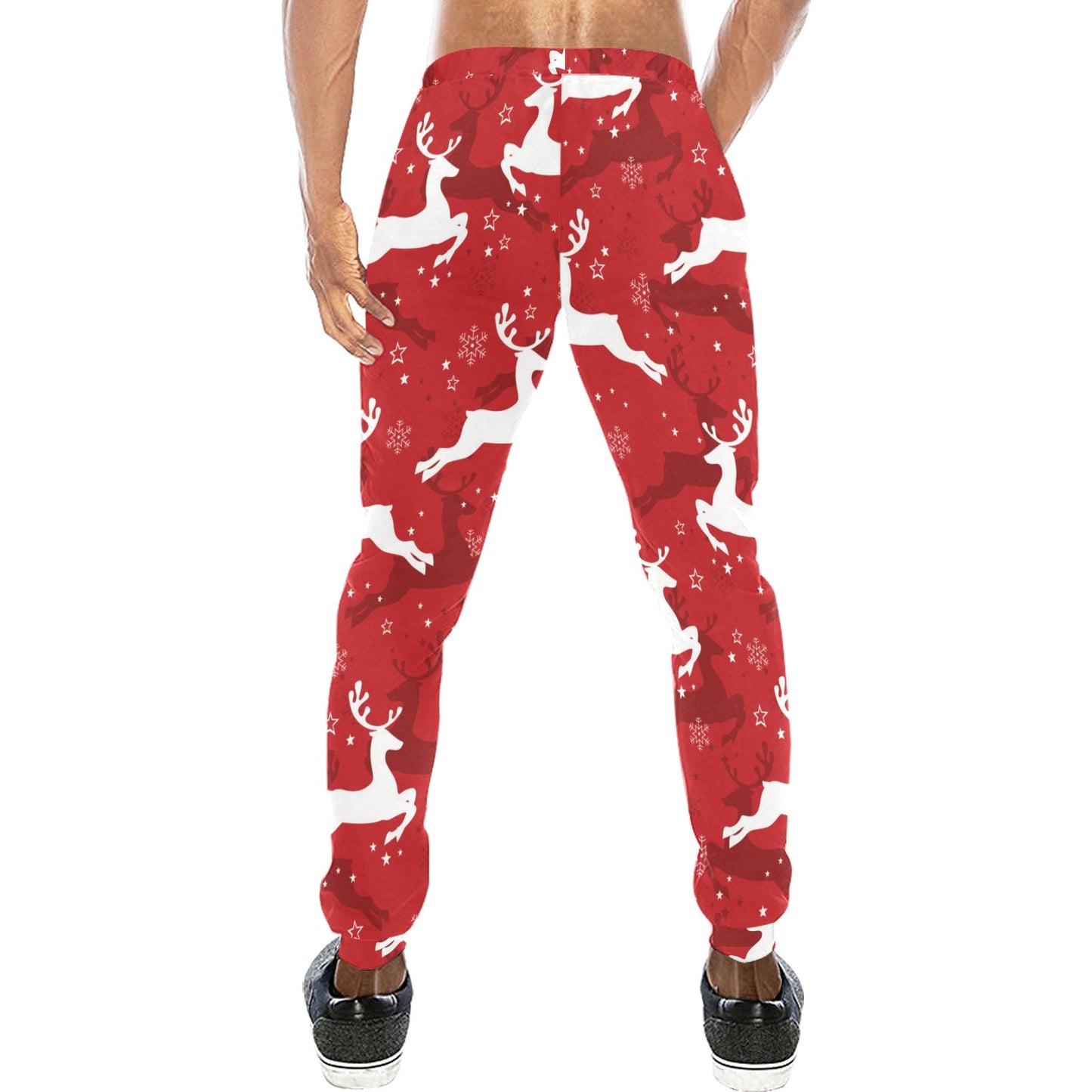 Reindeer Red Pattern Print Design 01 Men's Sweatpants
