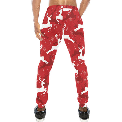 Reindeer Red Pattern Print Design 01 Men's Sweatpants