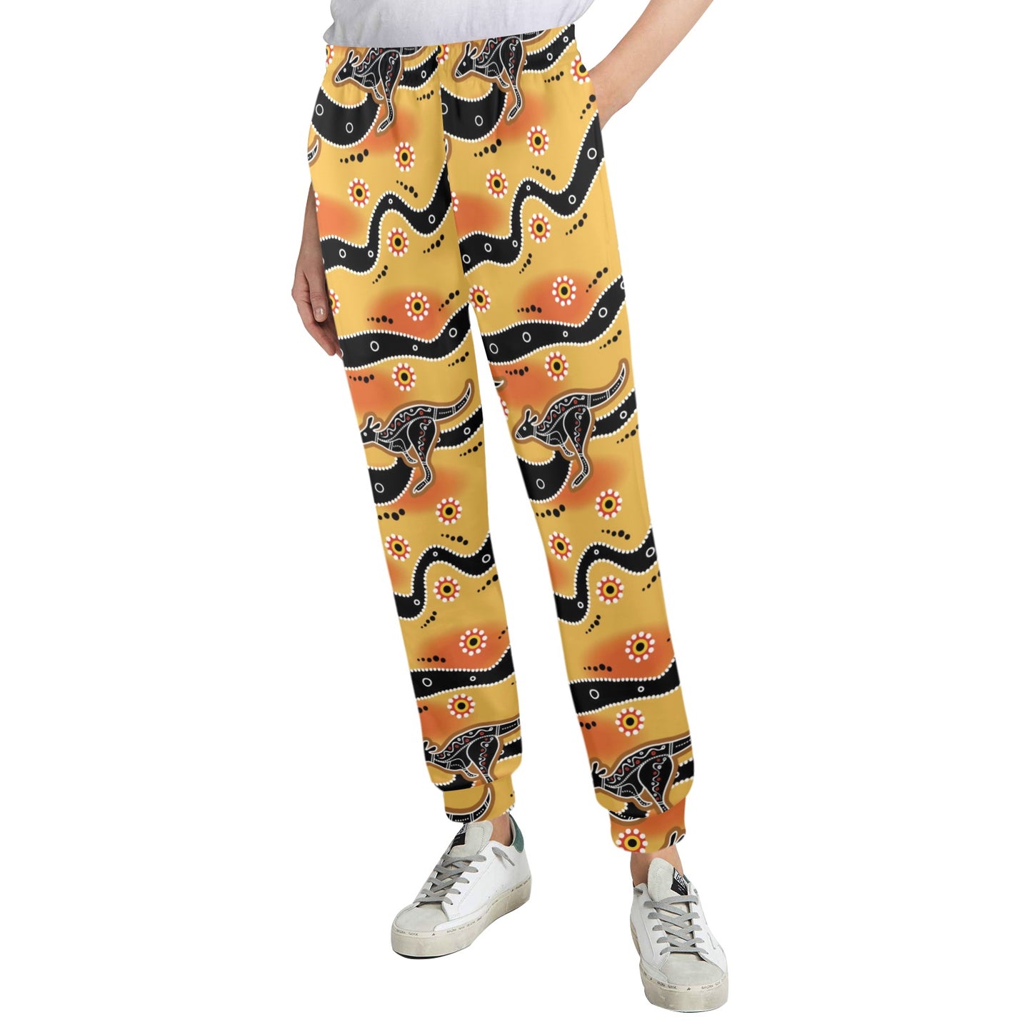 Kangaroos Aboriginal Pattern Print Design 06 Women's Casual Track Pants