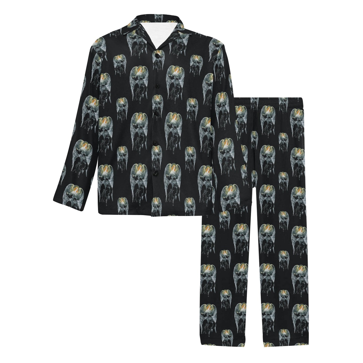 Angel with Wings Cute Design Print Men's Long Pajama Set