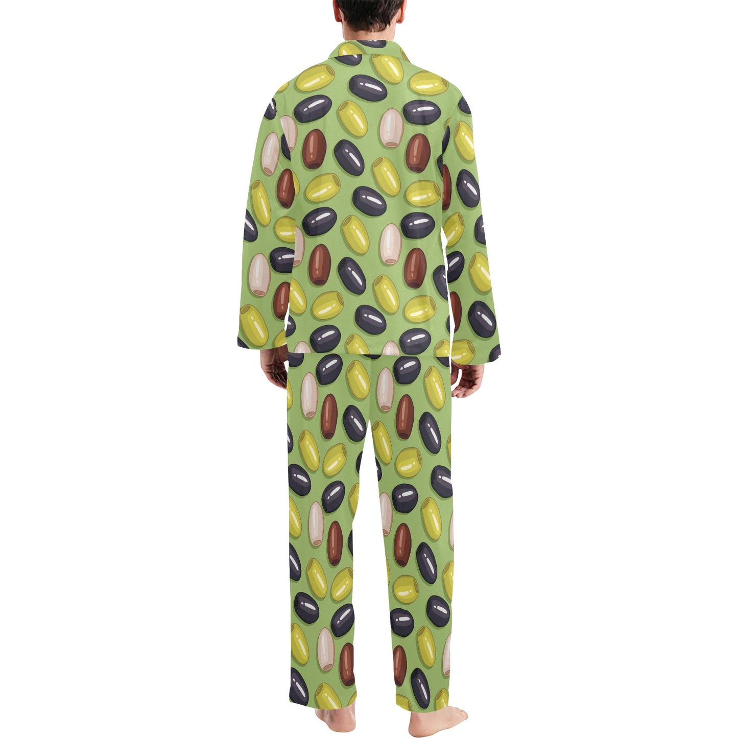 Olive Print Design LKS301 Men's Long Pajama Set