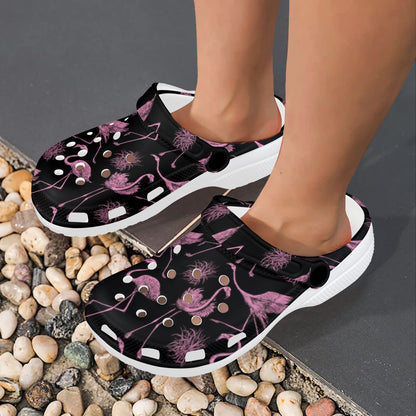 Flamingo Pink Print Pattern Unisex Clogs Shoes