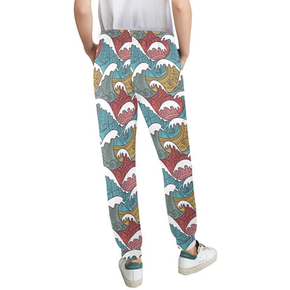 Tribal Wave Pattern Print Women's Casual Track Pants