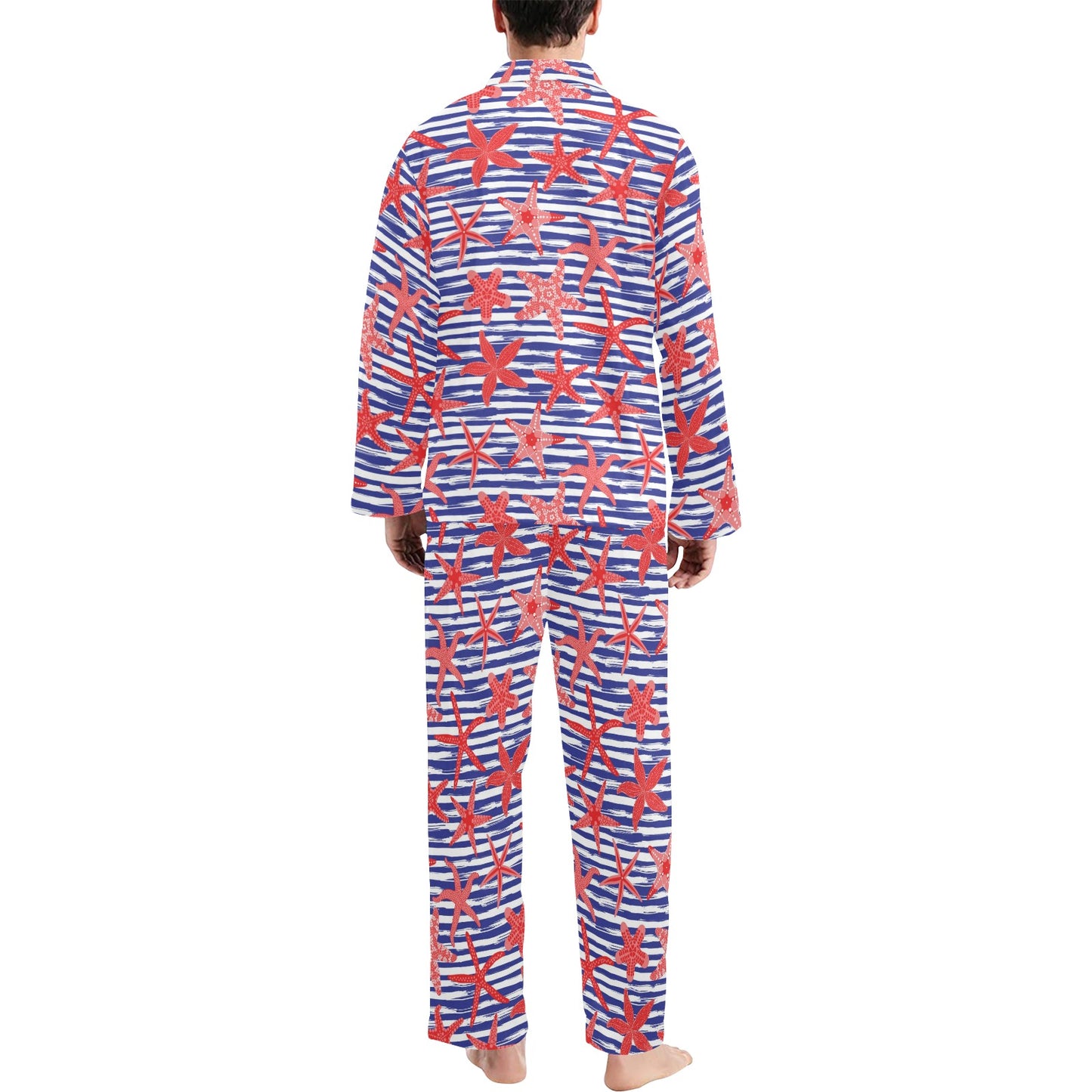 Starfish Print Design LKS401 Men's Long Pajama Set
