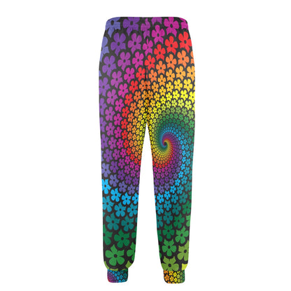 Flower Power Rainbow Spiral Print Men's Casual Track Pants